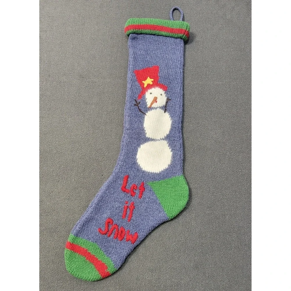 Pottery Barn Kids‎ Christmas Stockings Snowman Wool Fair Isle Long Knit Snow